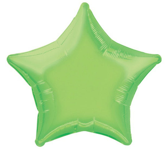 Star Shaped Foil Balloon In LIME GREEN - Fill With Helium Or Air.