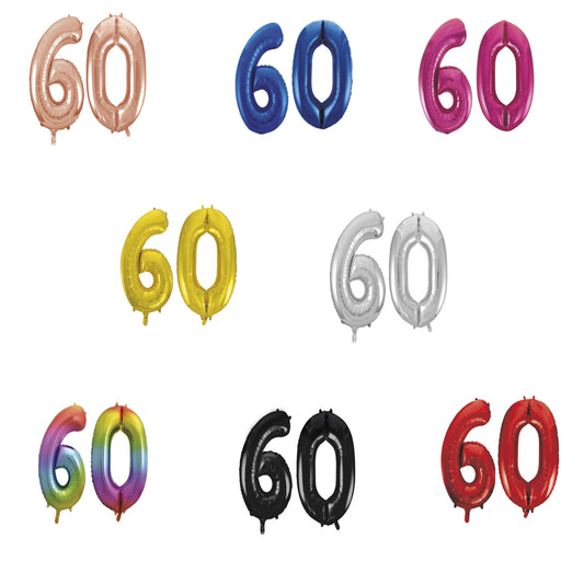 60th Birthday 34" Foil Balloon Kit In A Choice Of 8 Colours