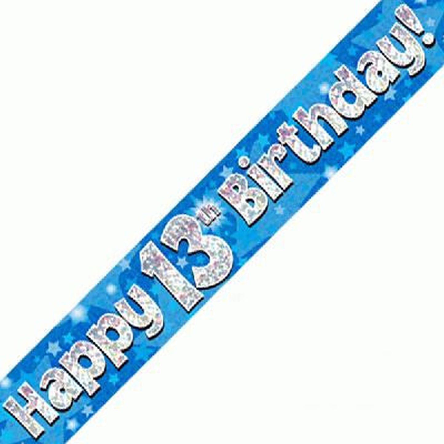 Blue & Silver Holographic Birthday Banner For A 13th Birthday