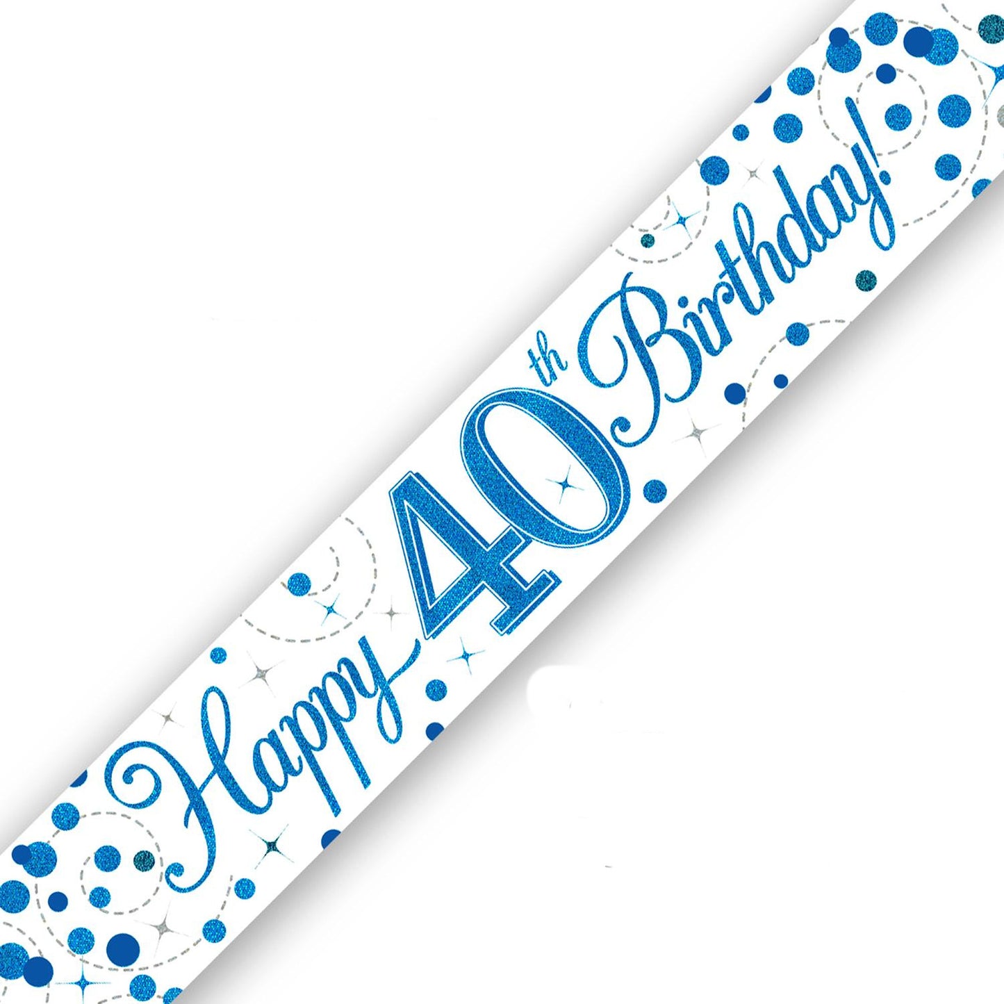 Blue On White Holographic Birthday Banner For A 40th Birthday