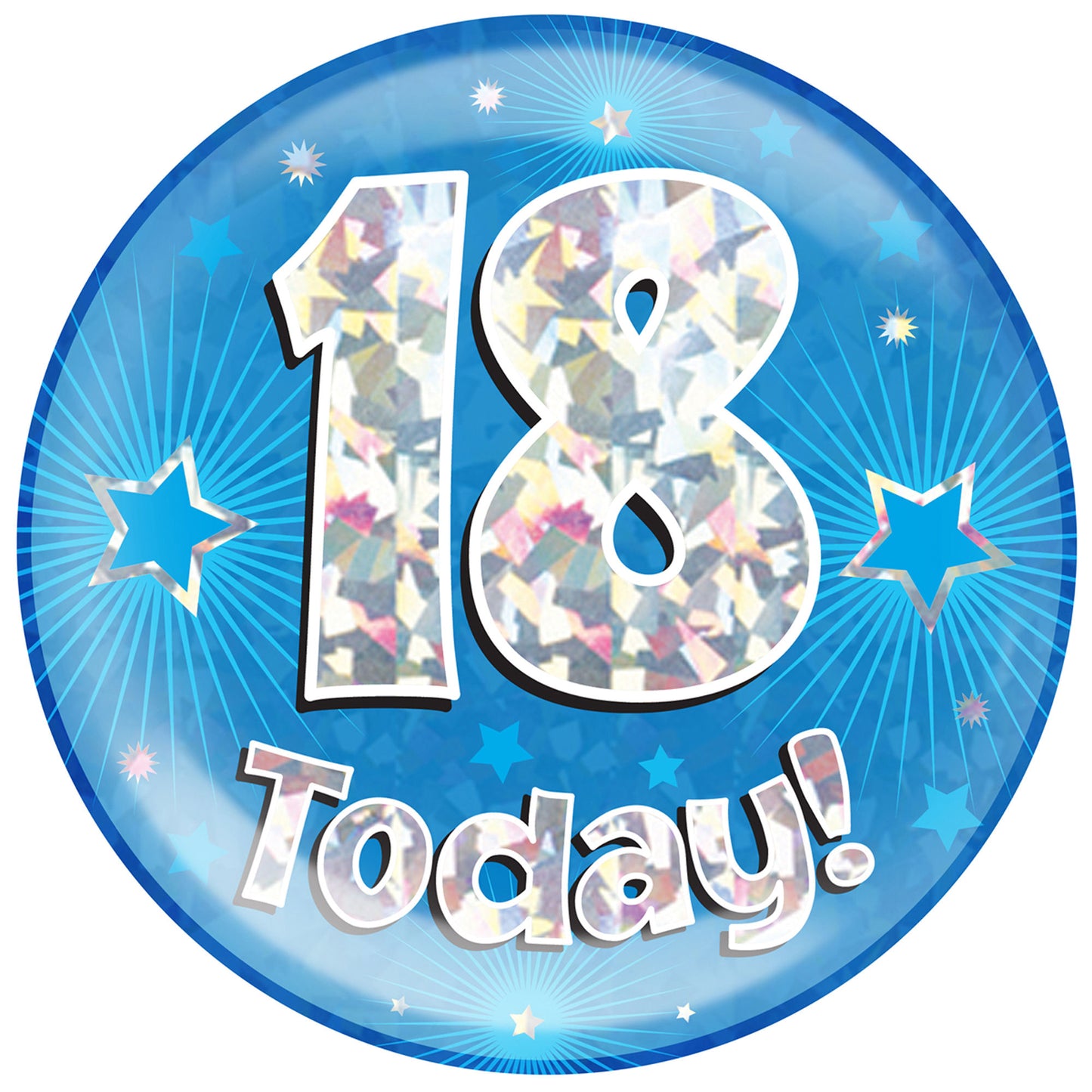 18th Birthday Badge - 6" (152mm) Bling Badge In Either Pink Or Blue - Perfect For The Birthday Girl Or Boy - Badge Says "18 Today"