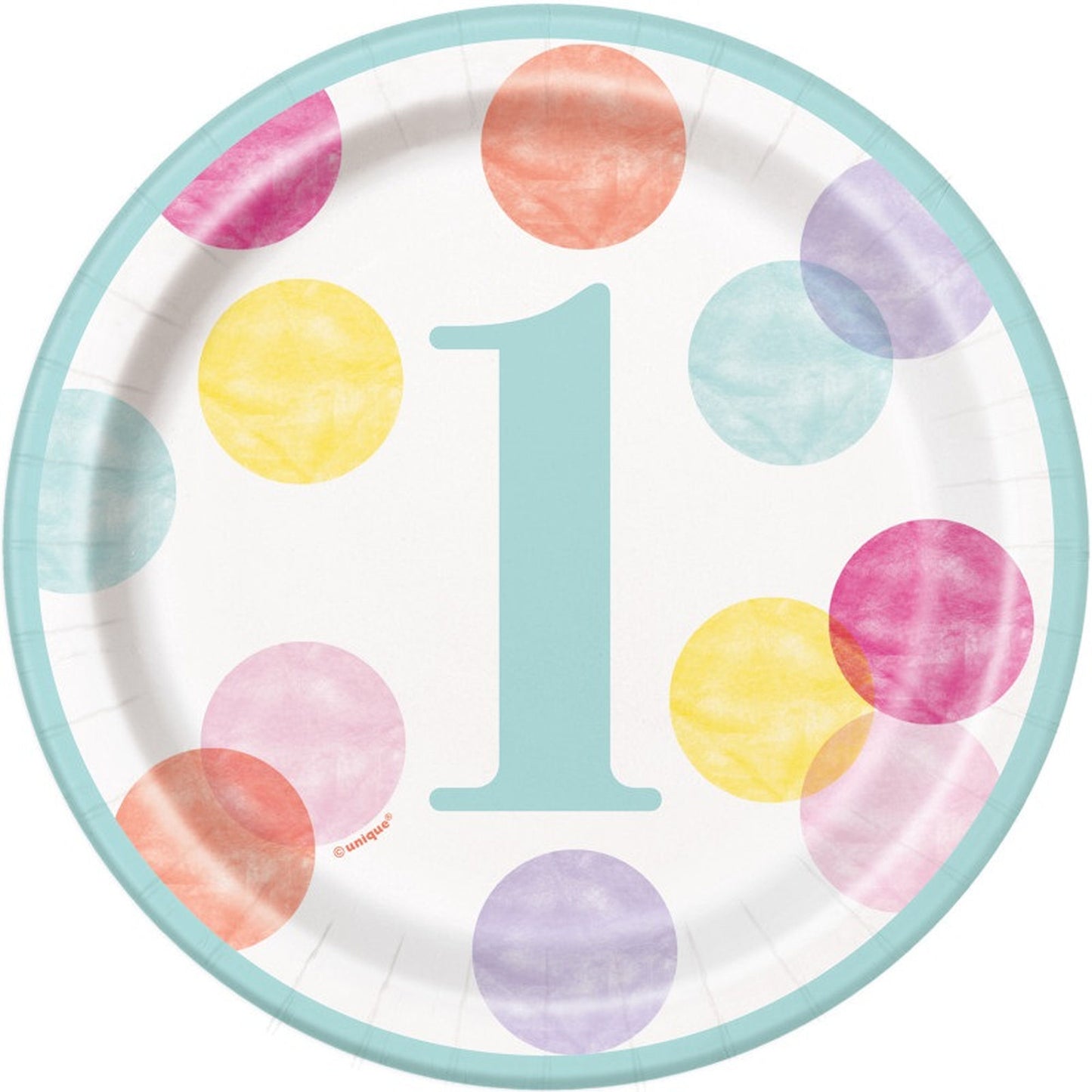 1st Birthday 7" Party Plates In Pink And Blue