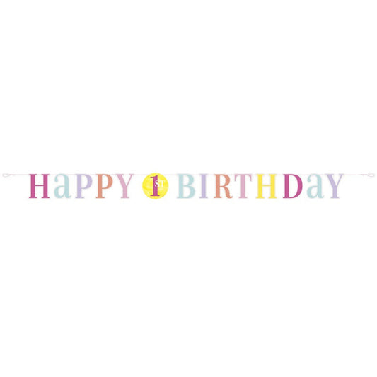 1st Birthday Happy Birthday Letter Banner In Pink