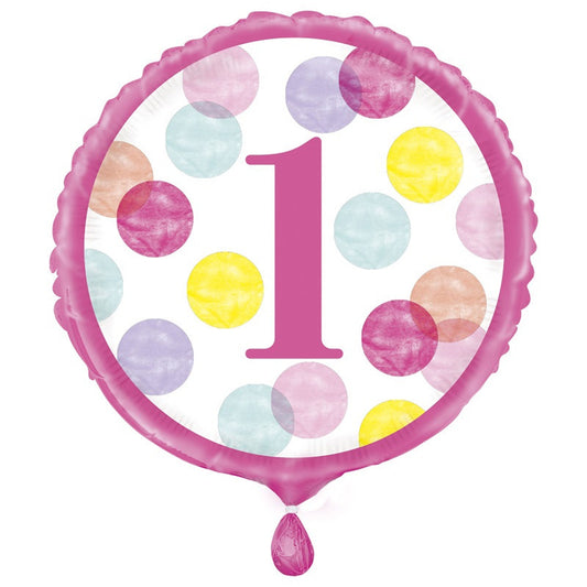 1st Birthday 18" Foil Balloon In Pink