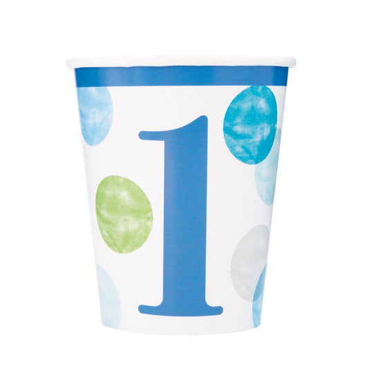 1st Birthday 9oz Paper Party Cups In Blue