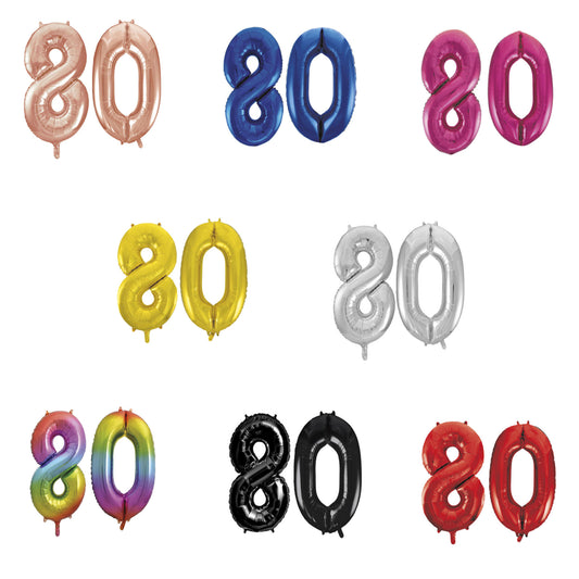 80th Birthday 34" Foil Balloon Kit In A Choice Of 8 Colours
