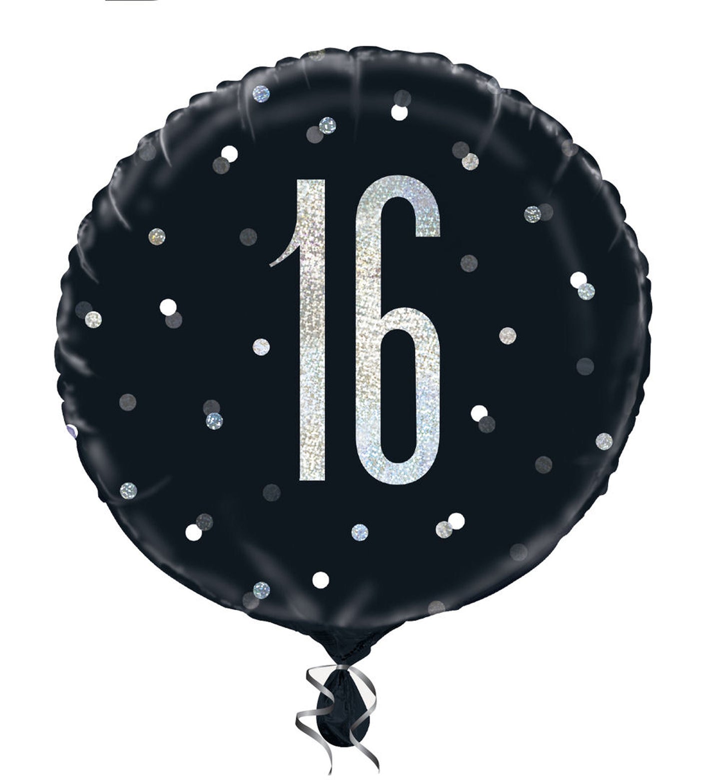 A Black & Silver Sparkle 18" Round Foil Balloon For A 16th Birthday