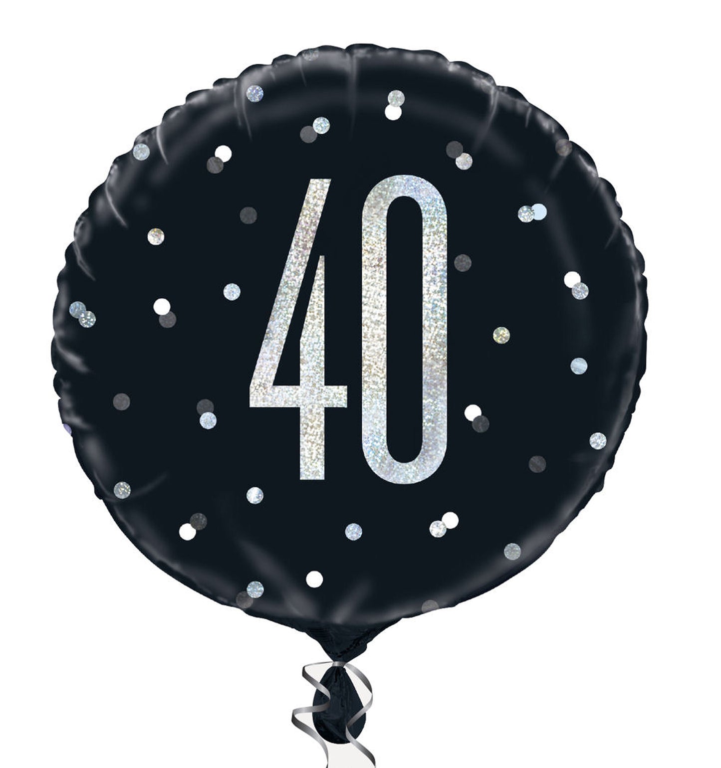 A Black & Silver Sparkle 18" Round Foil Balloon For A 40th Birthday