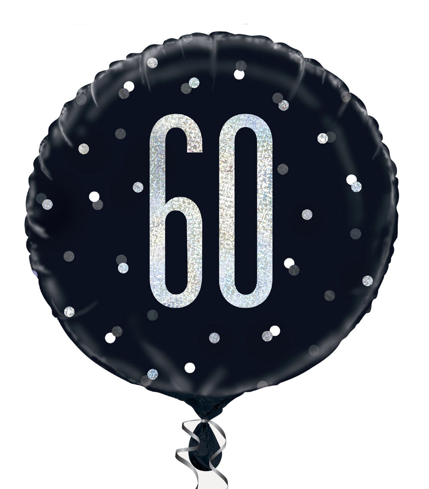 A Black & Silver Sparkle 18" Round Foil Balloon For A 60th Birthday