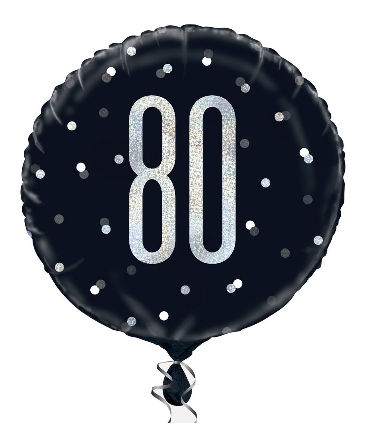 A Black & Silver Sparkle 18" Round Foil Balloon For An 80th Birthday