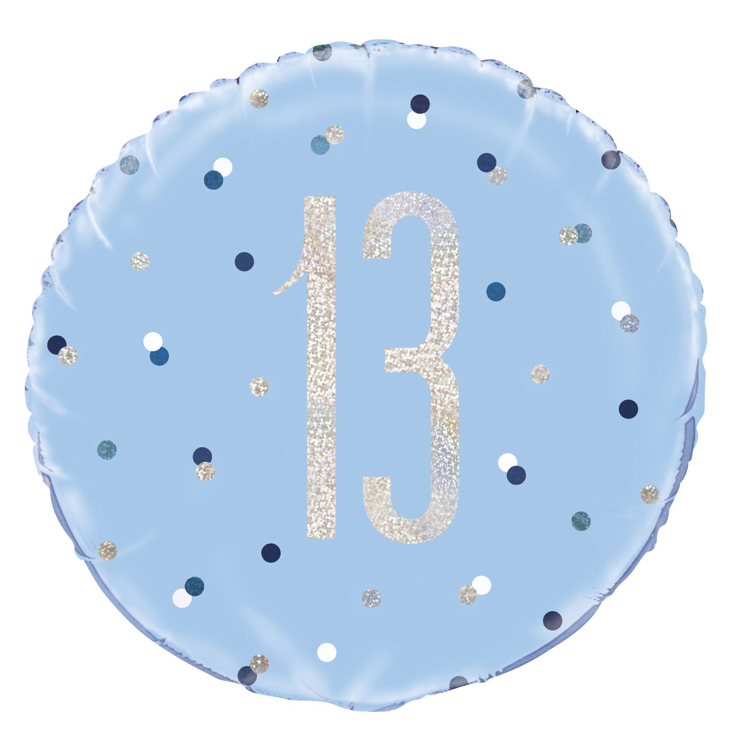 A Blue & Silver Sparkle 18" Round Foil Balloon For A 13th Birthday