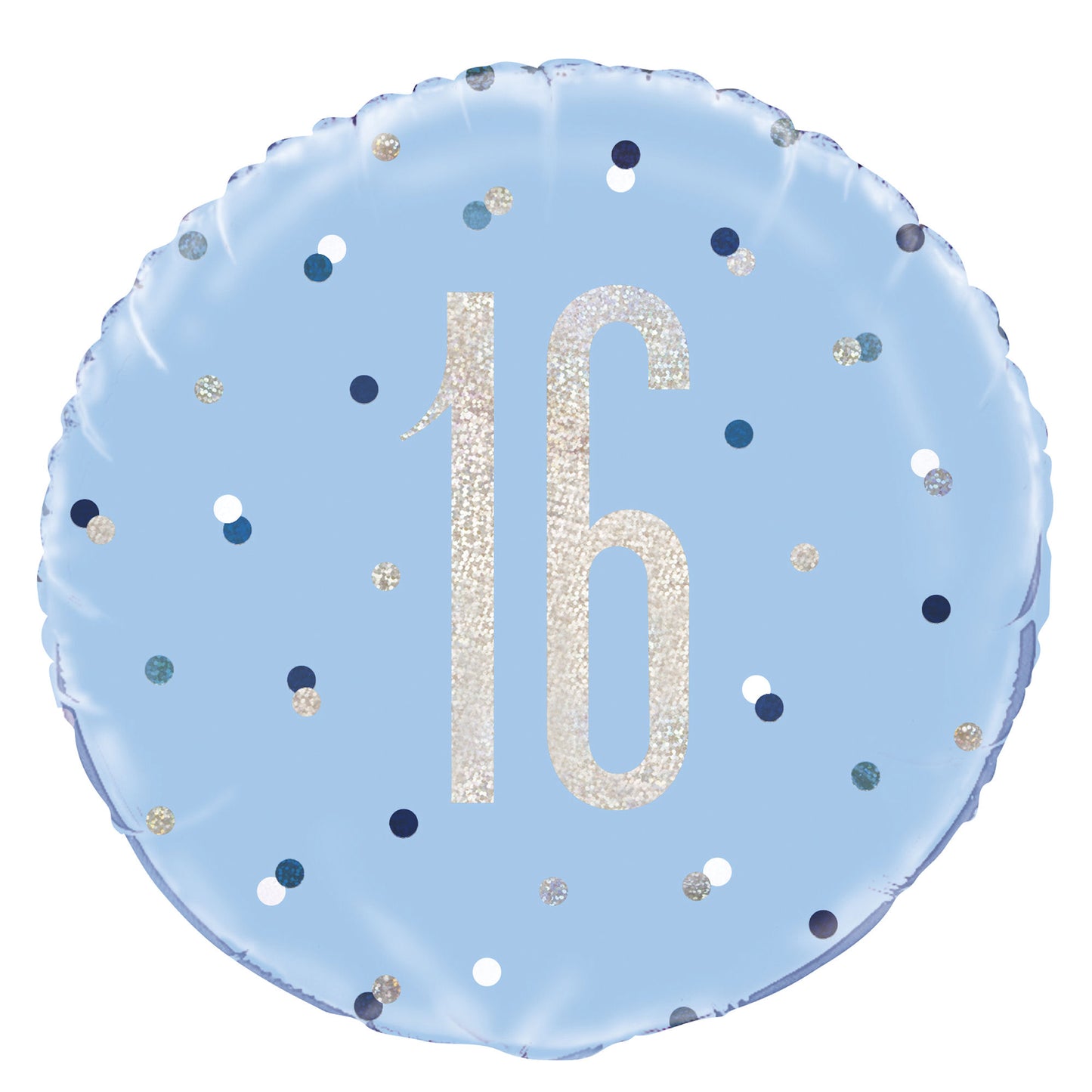 A Blue & Silver Sparkle 18" Round Foil Balloon For A 16th Birthday