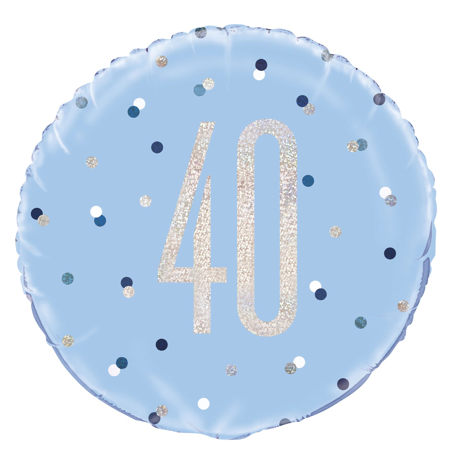 A Blue & Silver Sparkle 18" Round Foil Balloon For A 40th Birthday