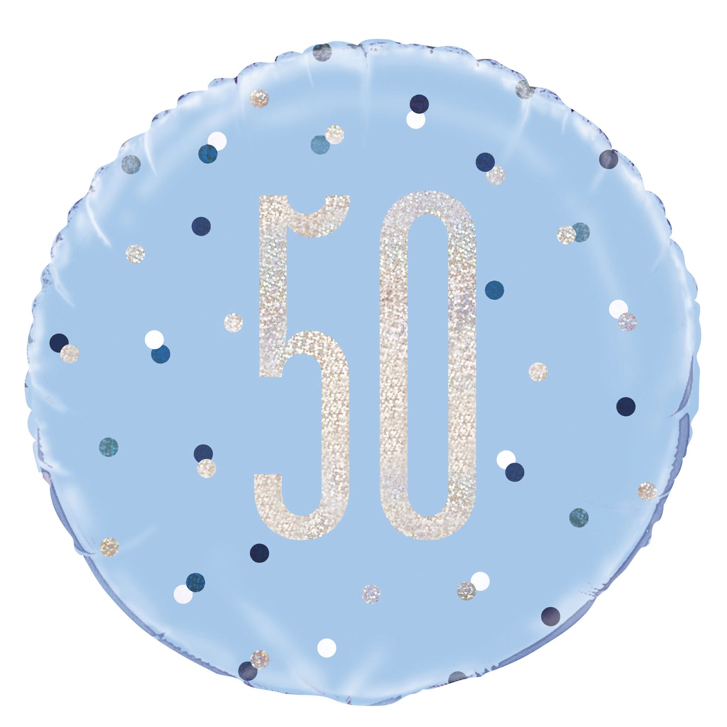 A Blue & Silver Sparkle 18" Round Foil Balloon For A 50th Birthday