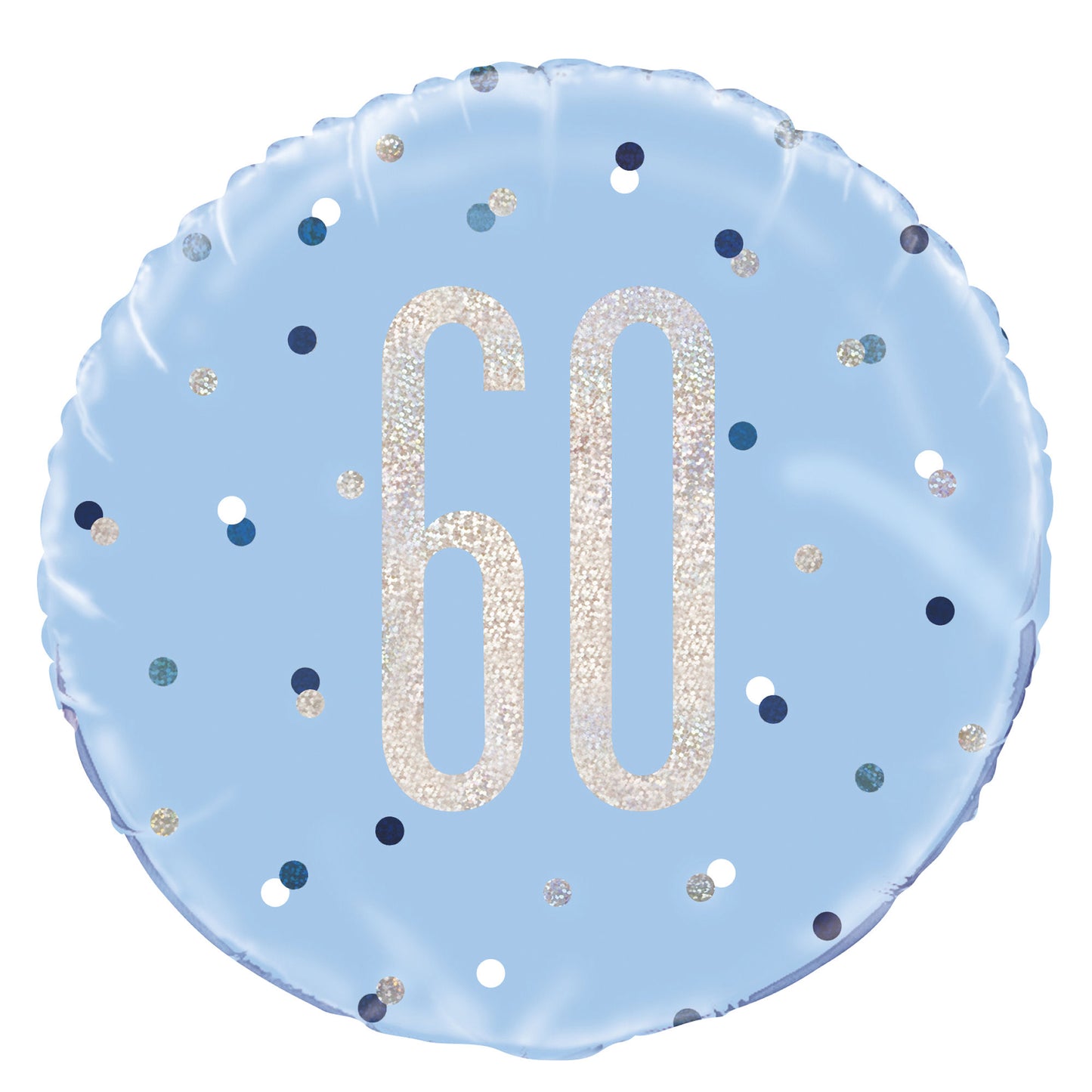 A Blue & Silver Sparkle 18" Round Foil Balloon For A 60th Birthday