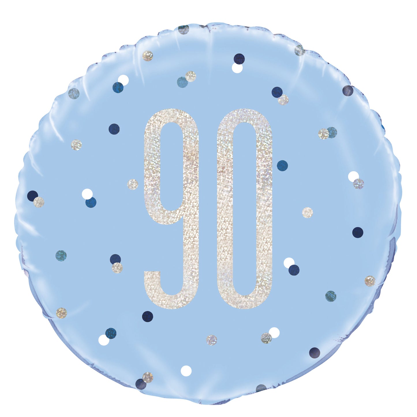 A Blue & Silver Sparkle 18" Round Foil Balloon For A 90th Birthday