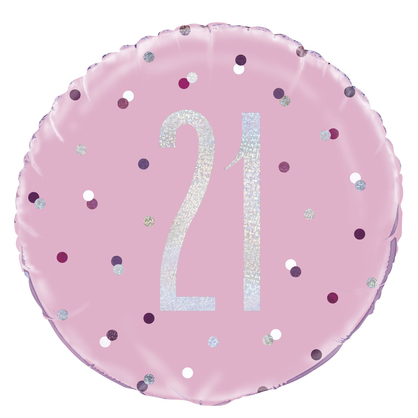 A Pink & Silver Sparkle 18" Round Foil Balloon For A 21st Birthday