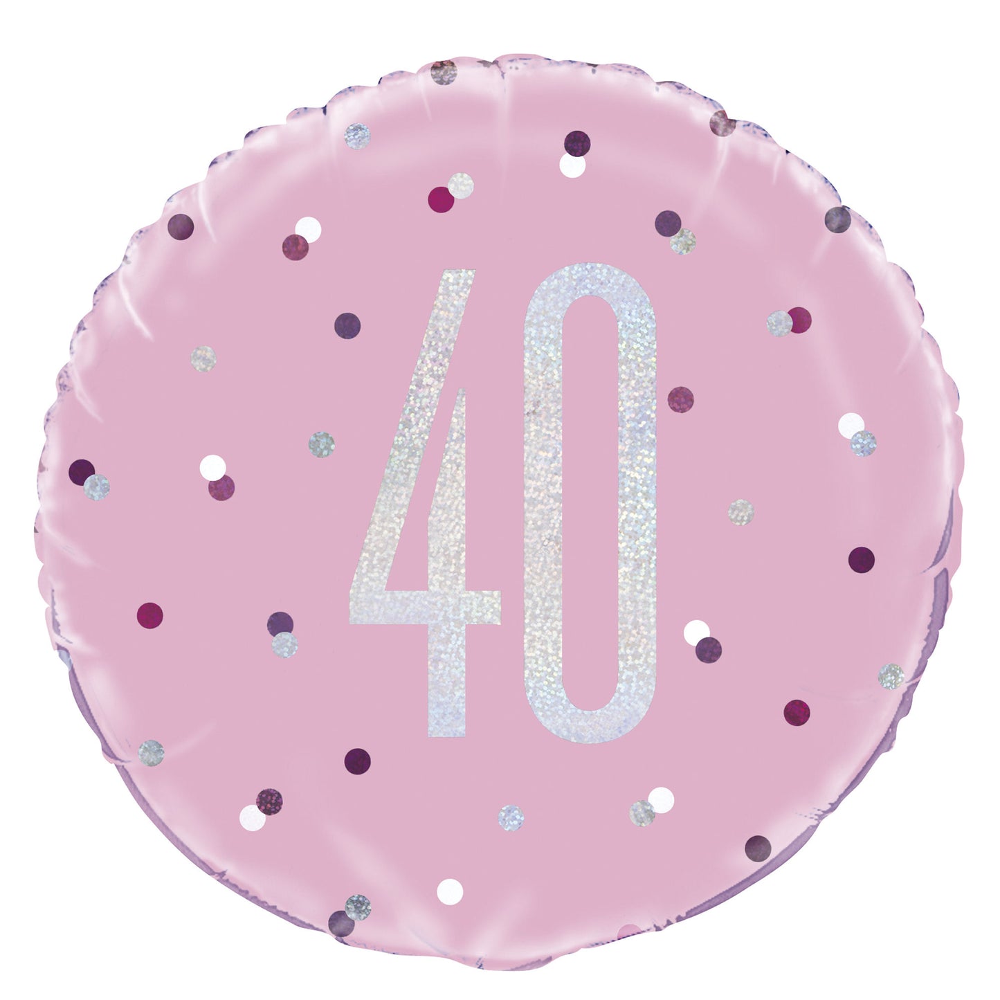 A Pink & Silver Sparkle 18" Round Foil Balloon For A 40th Birthday