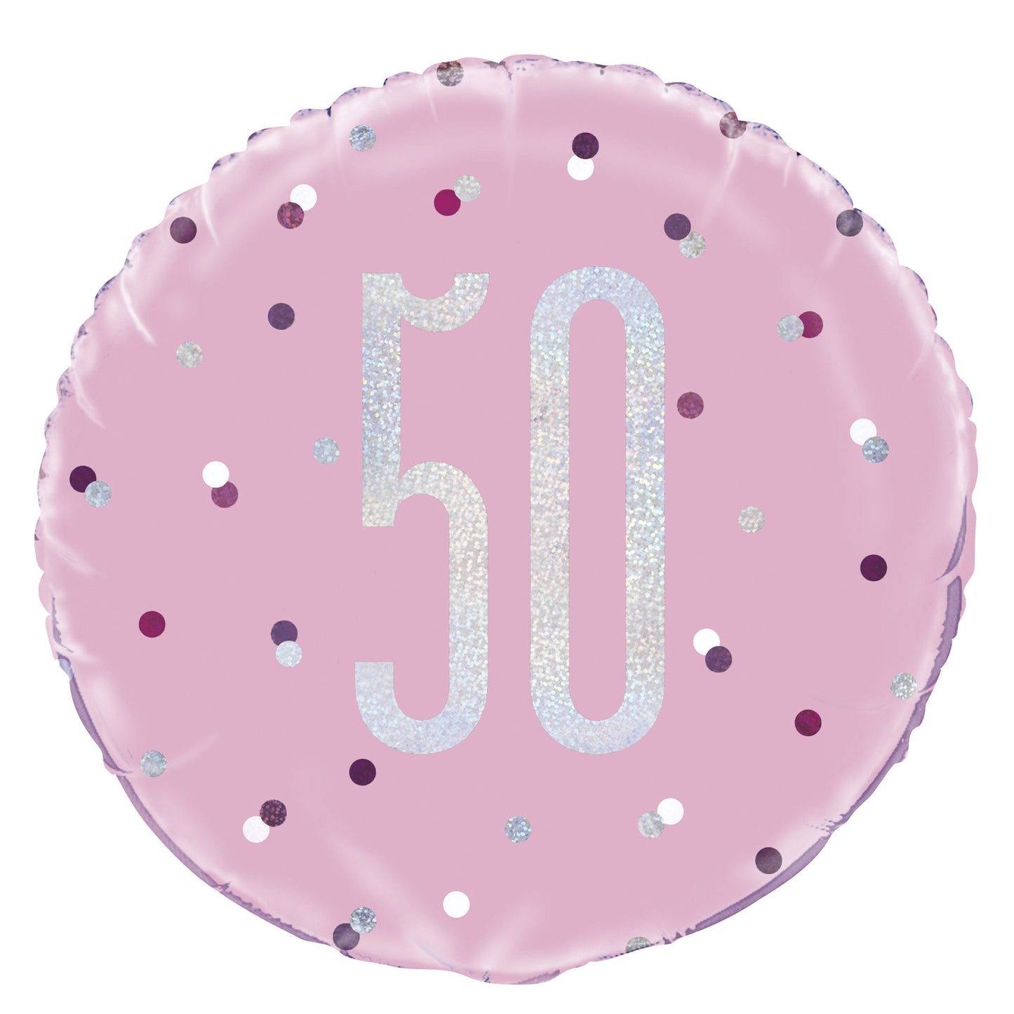 A Pink & Silver Sparkle 18" Round Foil Balloon For A 50th Birthday