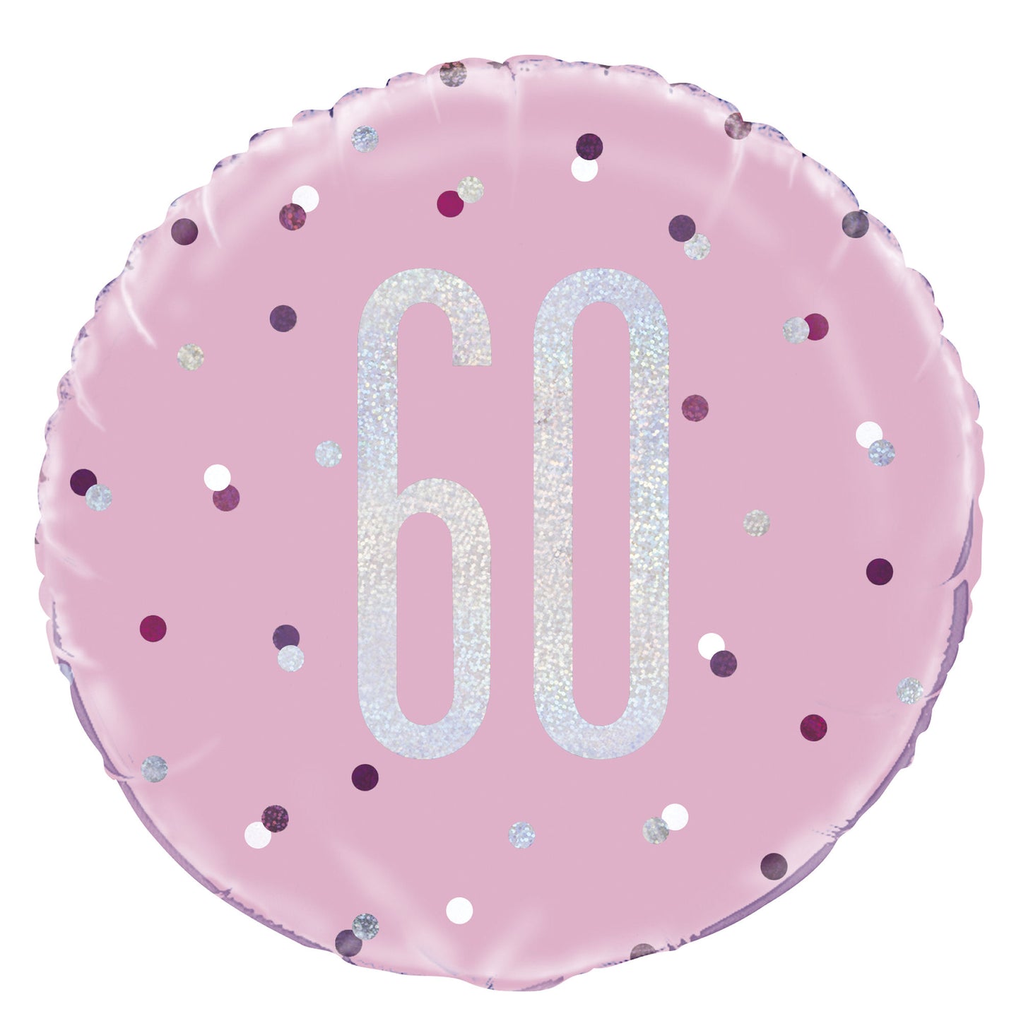 A Pink & Silver Sparkle 18" Round Foil Balloon For A 60th Birthday