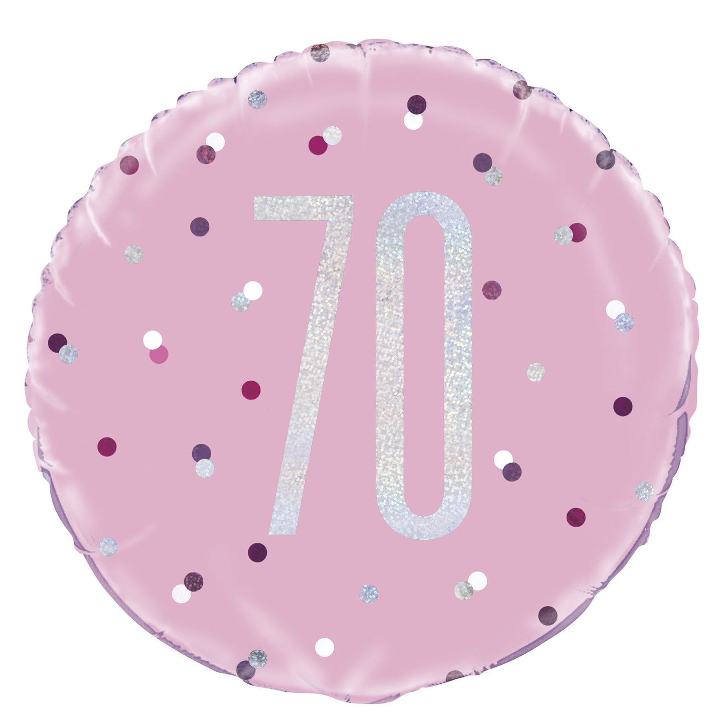 A Pink & Silver Sparkle 18" Round Foil Balloon For A 70th Birthday