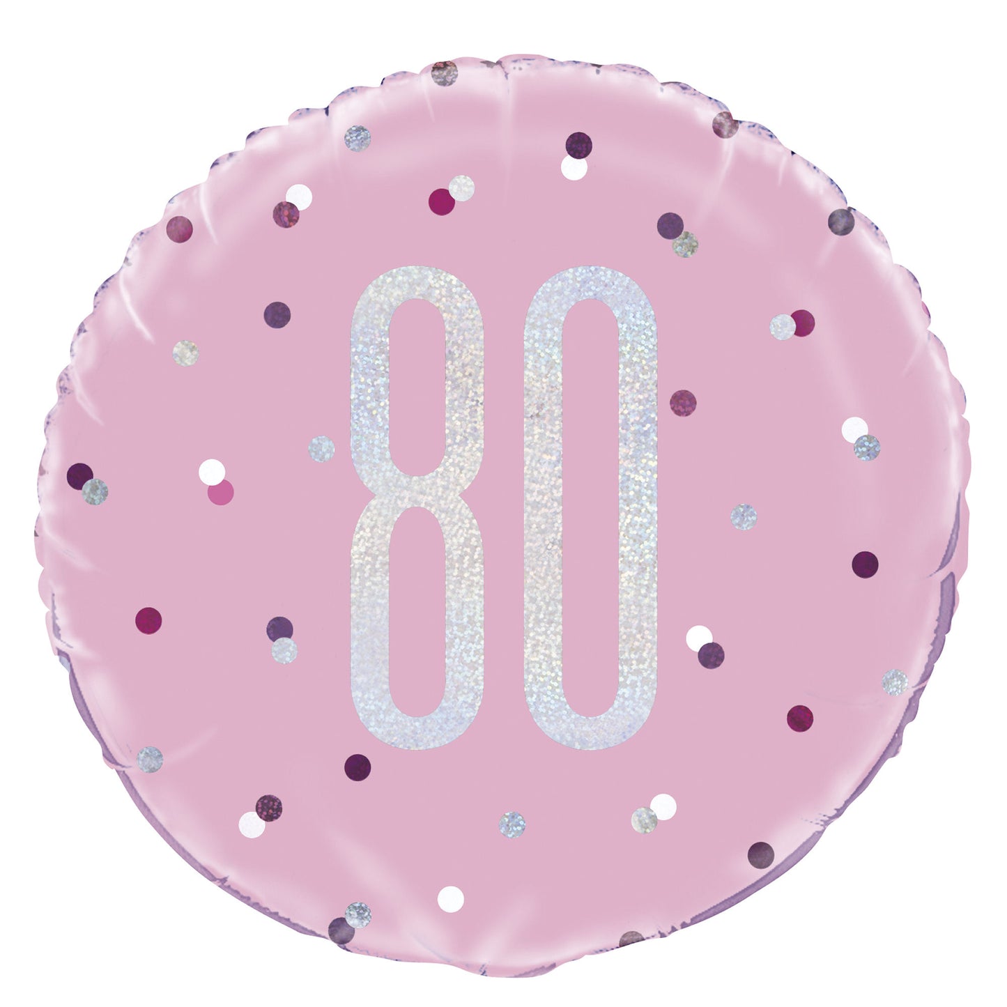 A Pink & Silver Sparkle 18" Round Foil Balloon For A 80th Birthday