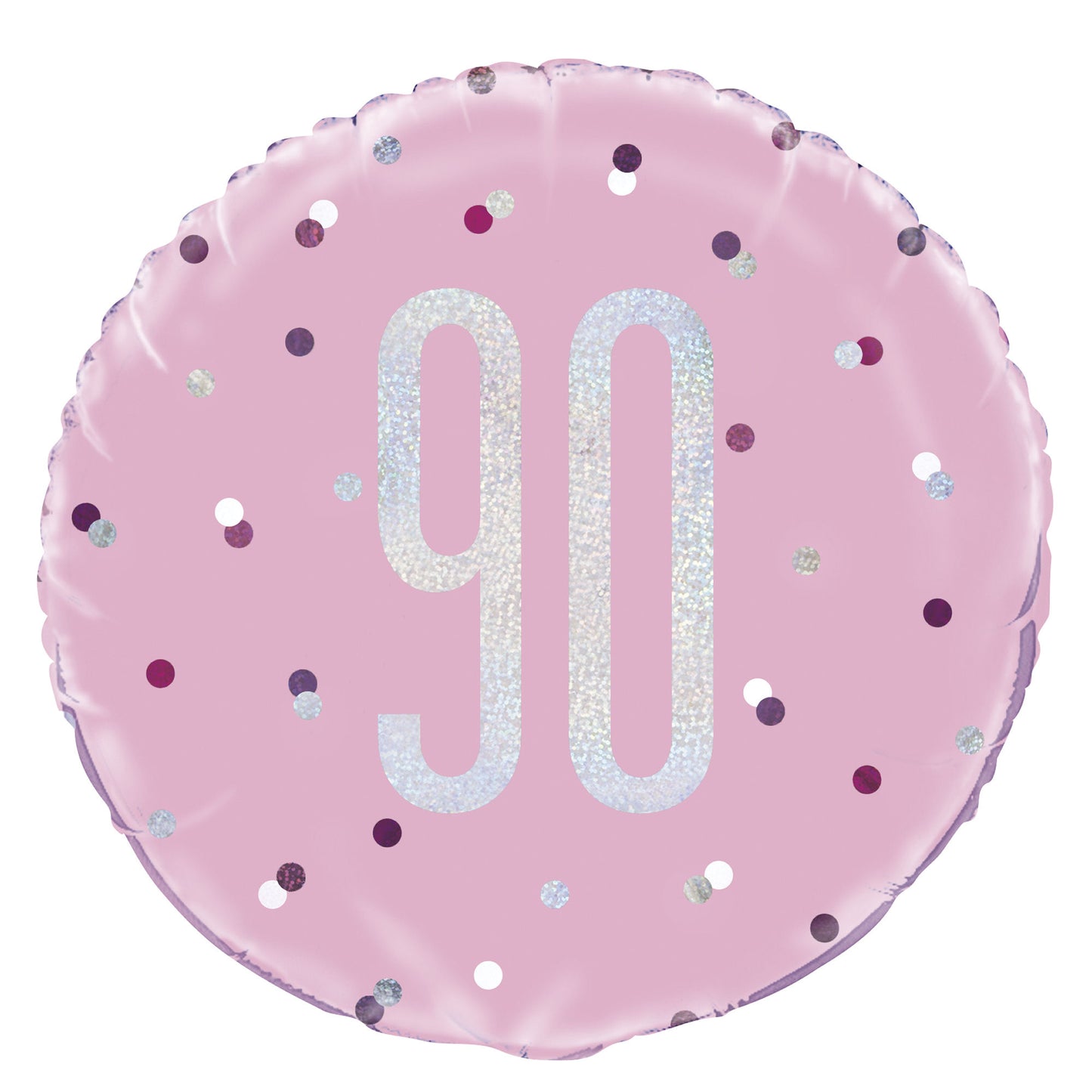 A Pink & Silver Sparkle 18" Round Foil Balloon For A 90th Birthday