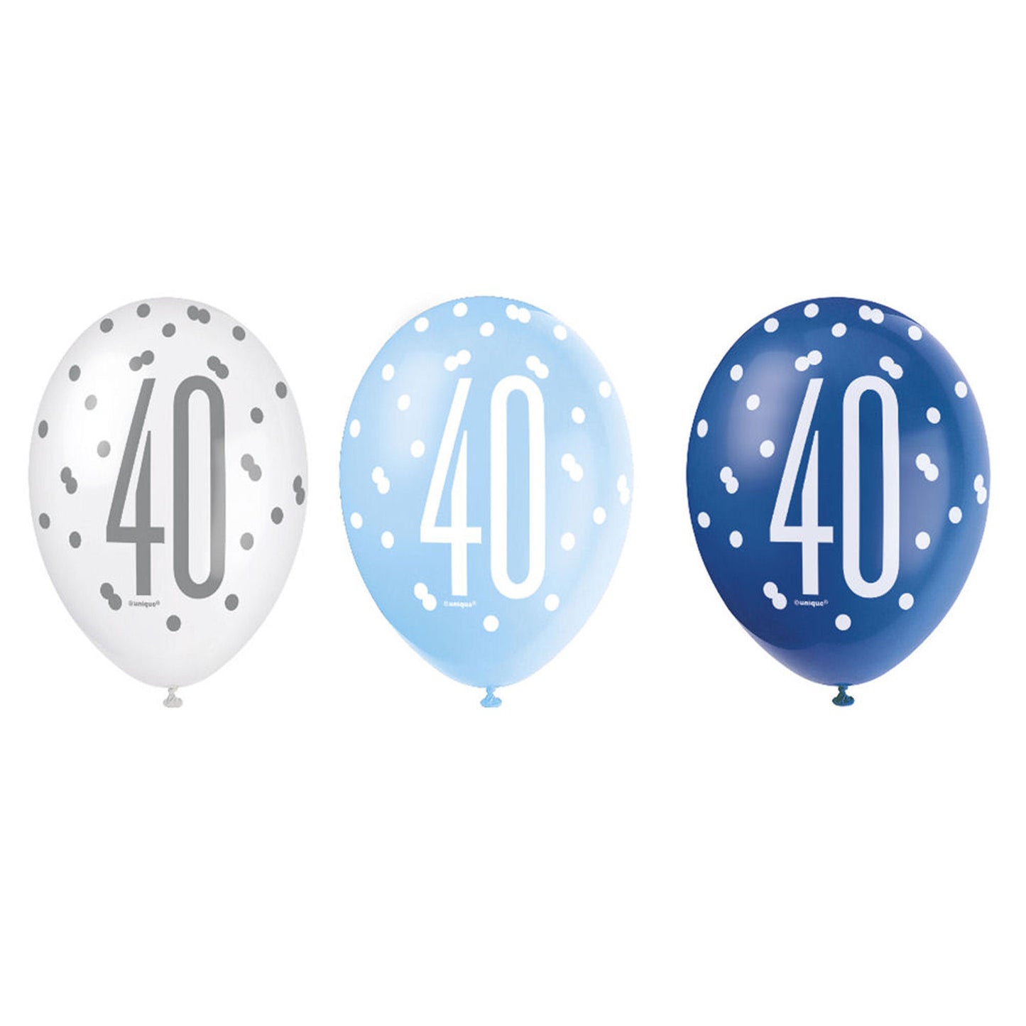 RECYCLABLE Blue & Silver 40th Birthday Latex Balloons.