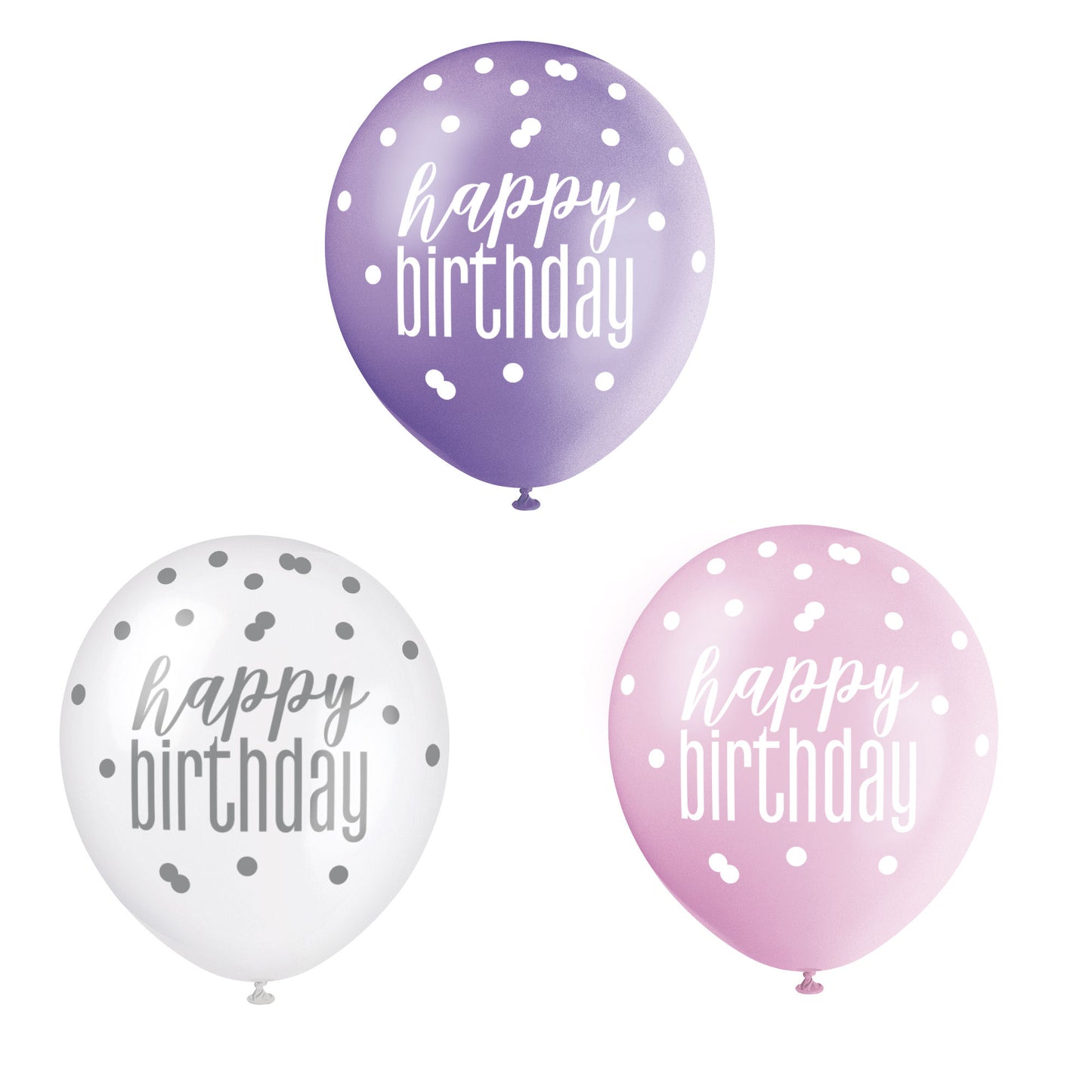 RECYCLABLE Pink & Silver Happy Birthday Latex Balloons.