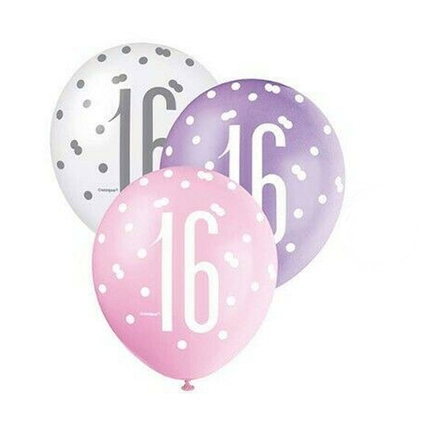 RECYCLABLE Pink & Silver 16th Birthday Latex Balloons.