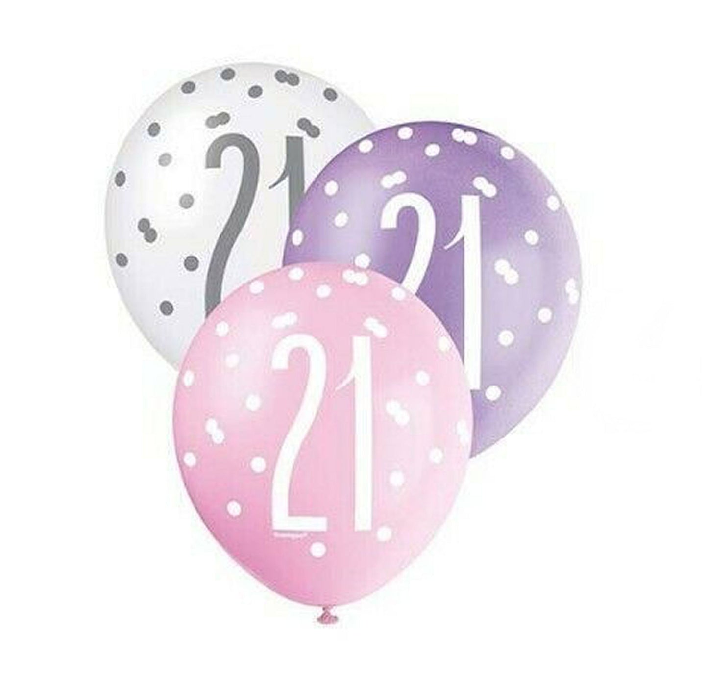 RECYCLABLE Pink & Silver 21st Birthday Latex Balloons.