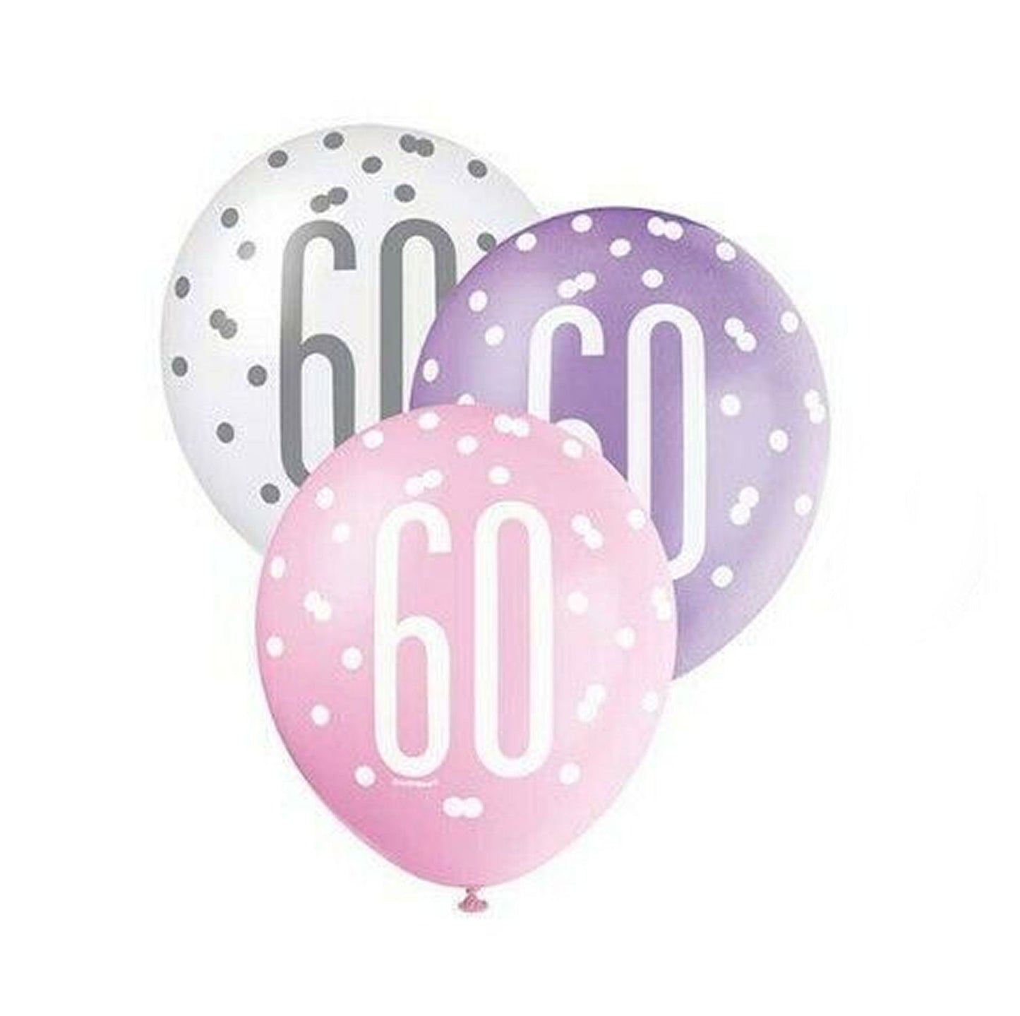 RECYCLABLE Pink & Silver 60th Birthday Latex Balloons.