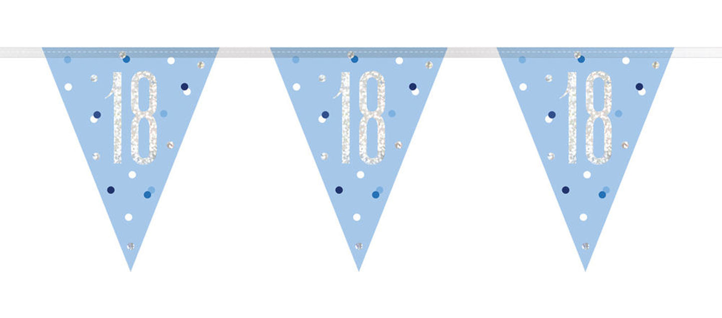 Bling Birthday Flag Bunting For An 18th Birthday In Blue & Silver