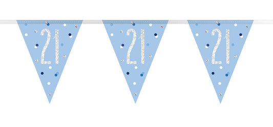 Bling Birthday Flag Bunting For A 21st Birthday In Blue & Silver