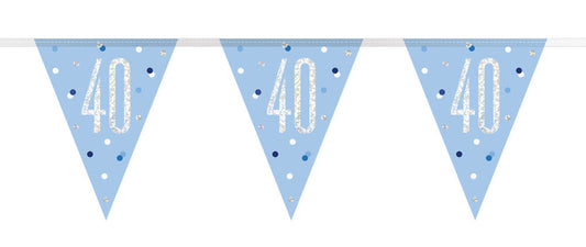 Bling Birthday Flag Bunting For A 40th Birthday In Blue & Silver