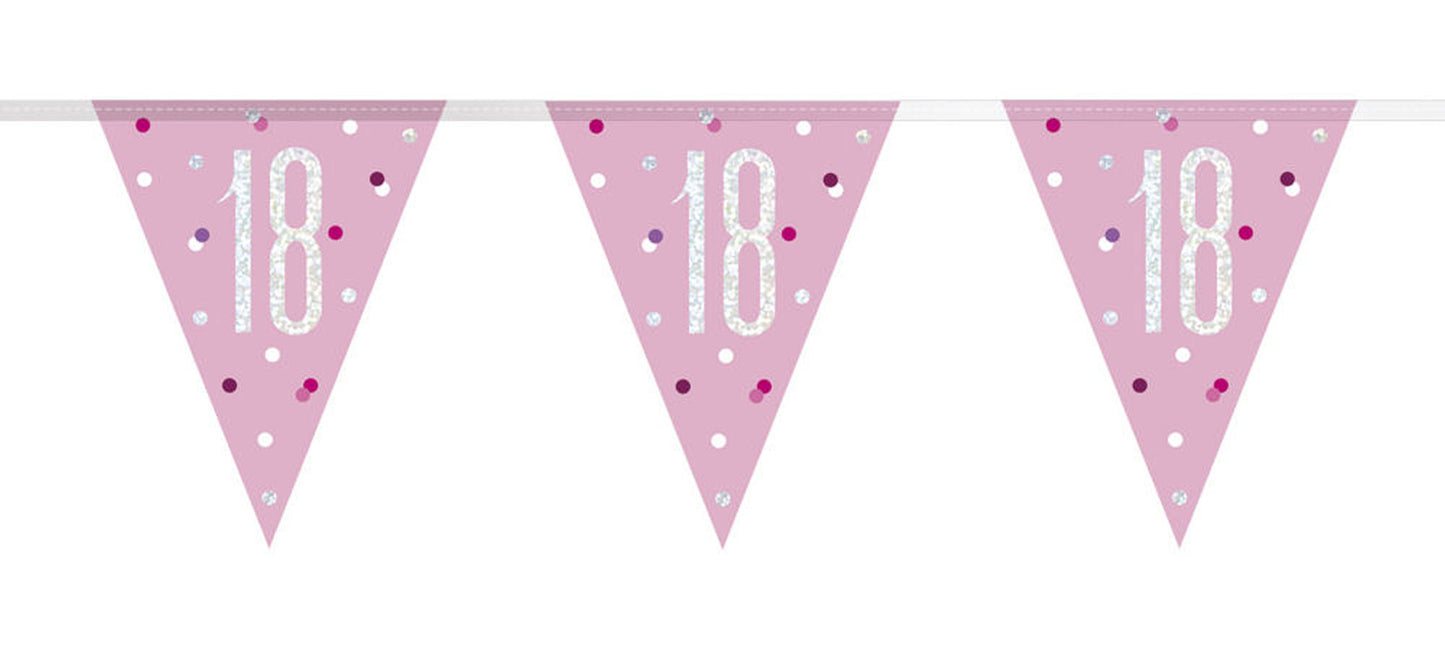 Bling Birthday Flag Bunting For An 18th Birthday In Pink & Silver