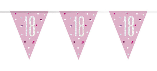 Bling Birthday Flag Bunting For An 18th Birthday In Pink & Silver