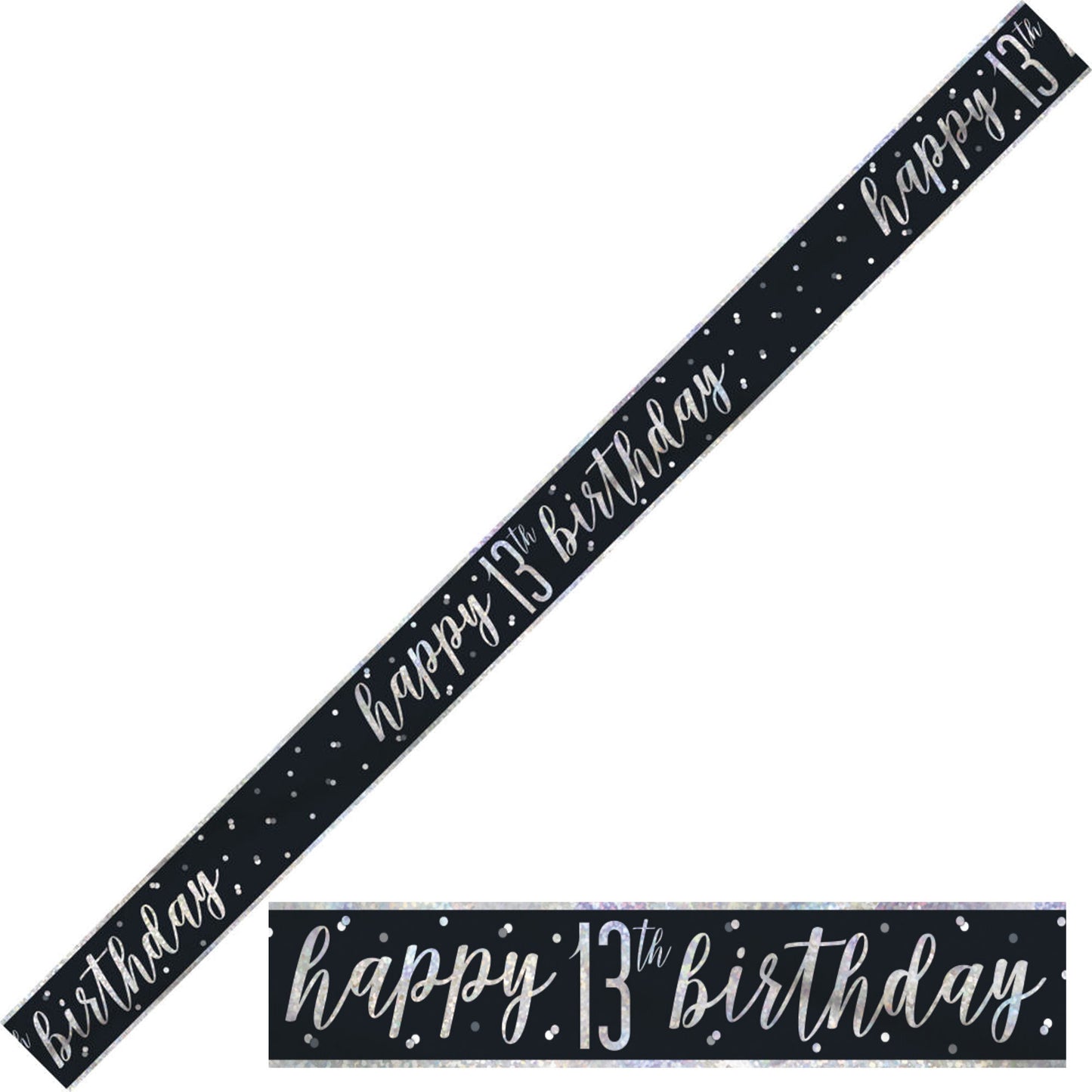 Bling Birthday Banner For A 13th Birthday In Black & Silver