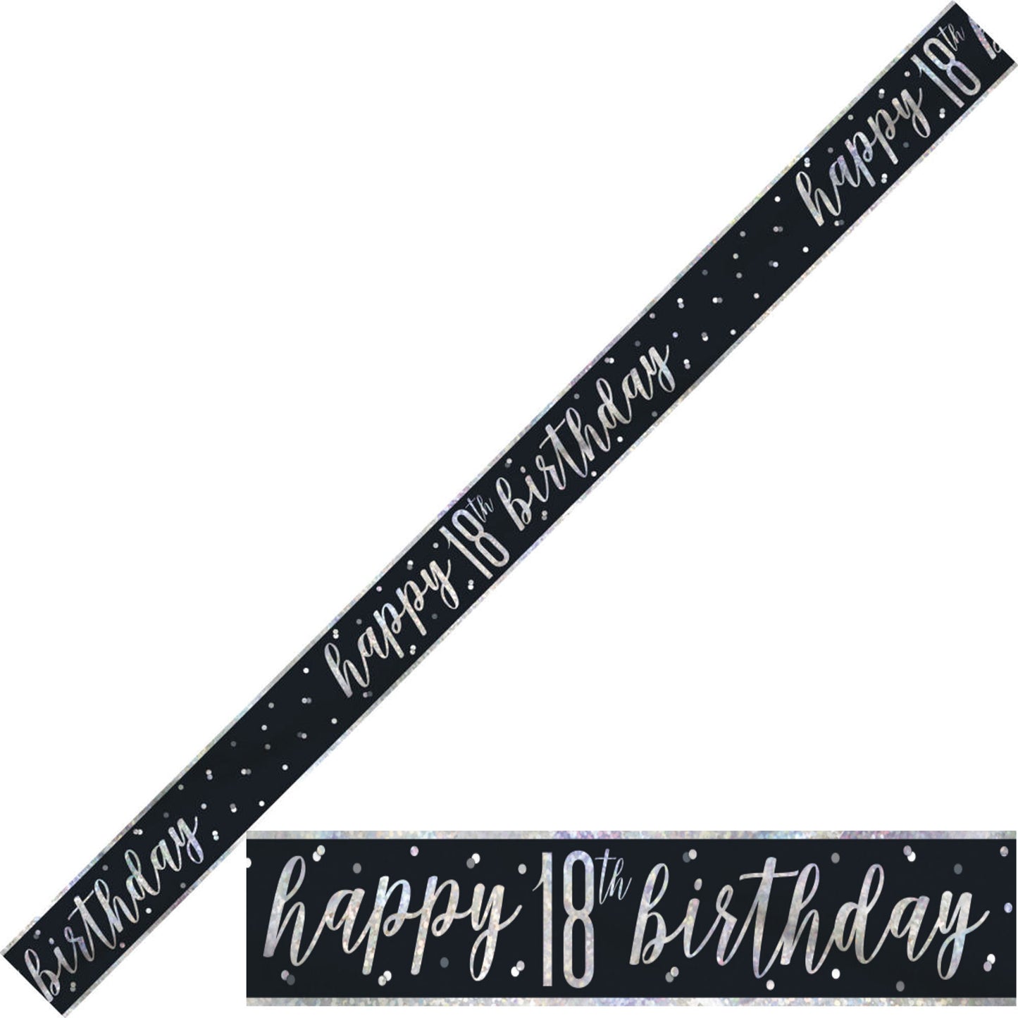 Bling Birthday Banner For An 18th Birthday In Black & Silver