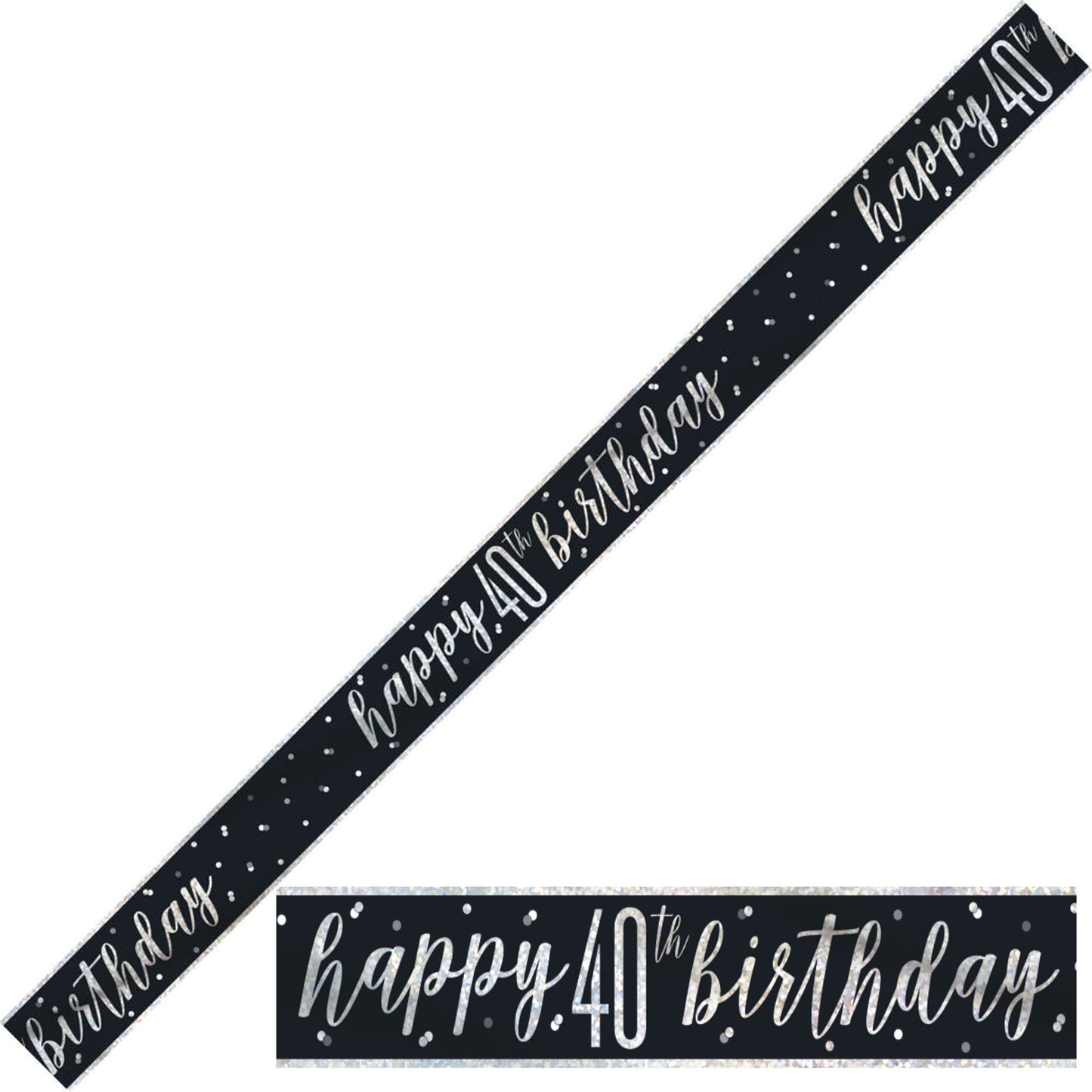 Bling Birthday Banner For A 40th Birthday In Black & Silver