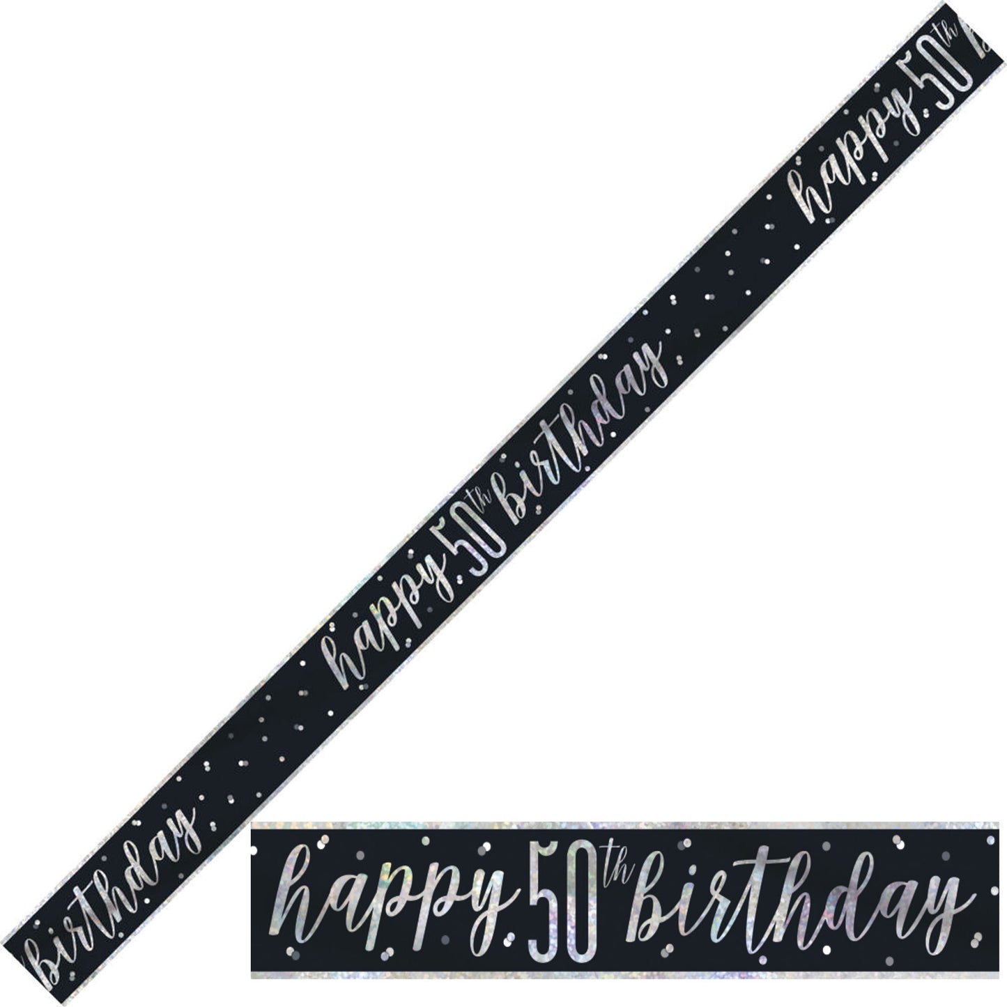 Bling Birthday Banner For A 50th Birthday In Black & Silver