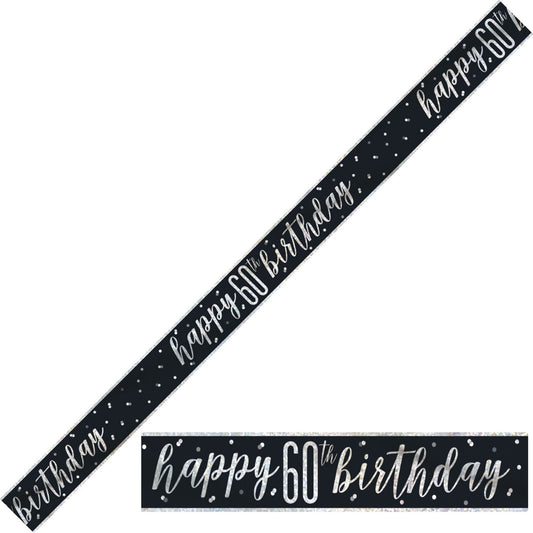 Bling Birthday Banner For A 60th Birthday In Black & Silver