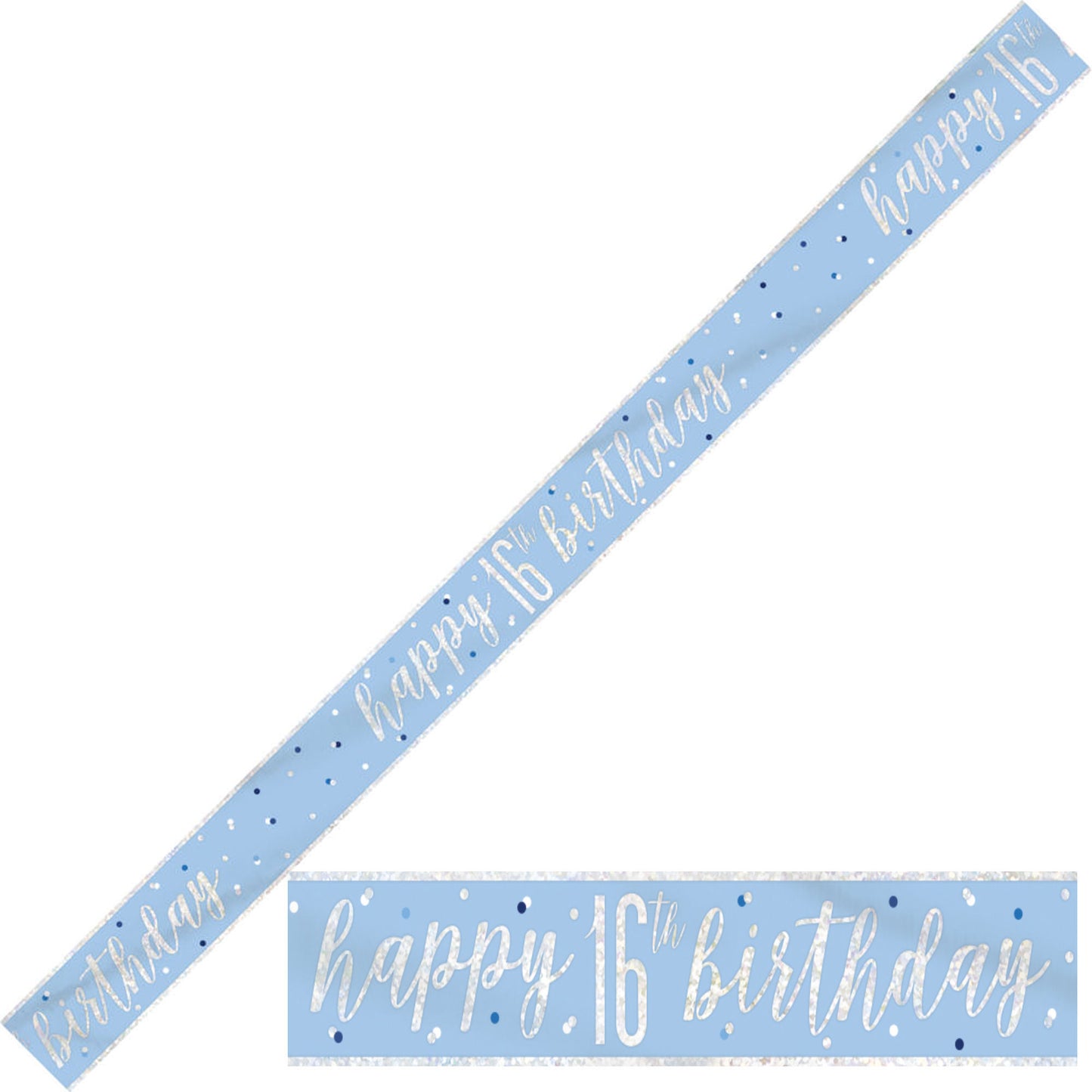 Bling Birthday Banner For A 16th Birthday In Blue & Silver