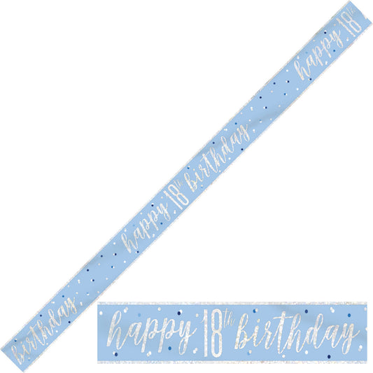 Bling Birthday Banner For An 18th Birthday In Blue & Silver