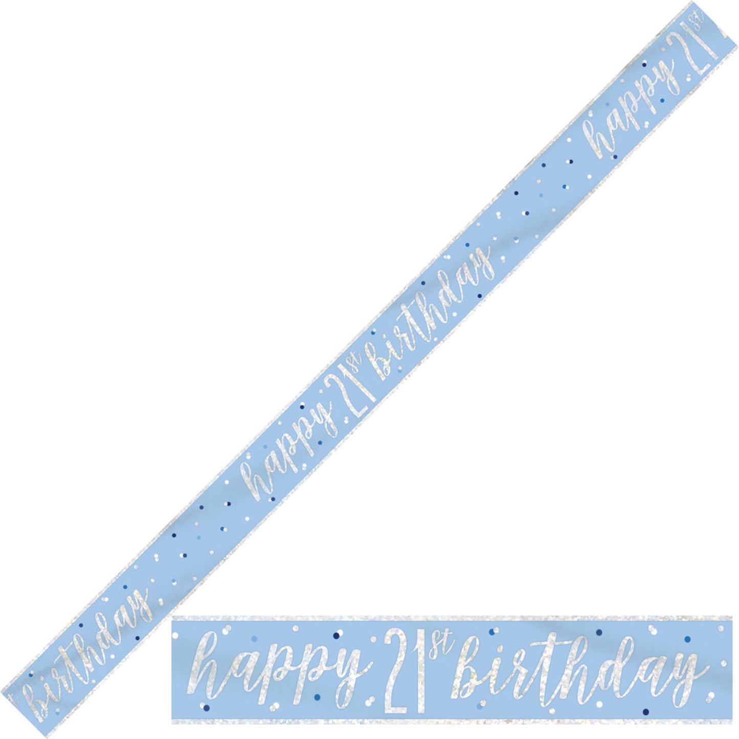 Bling Birthday Banner For A 21st Birthday In Blue & Silver