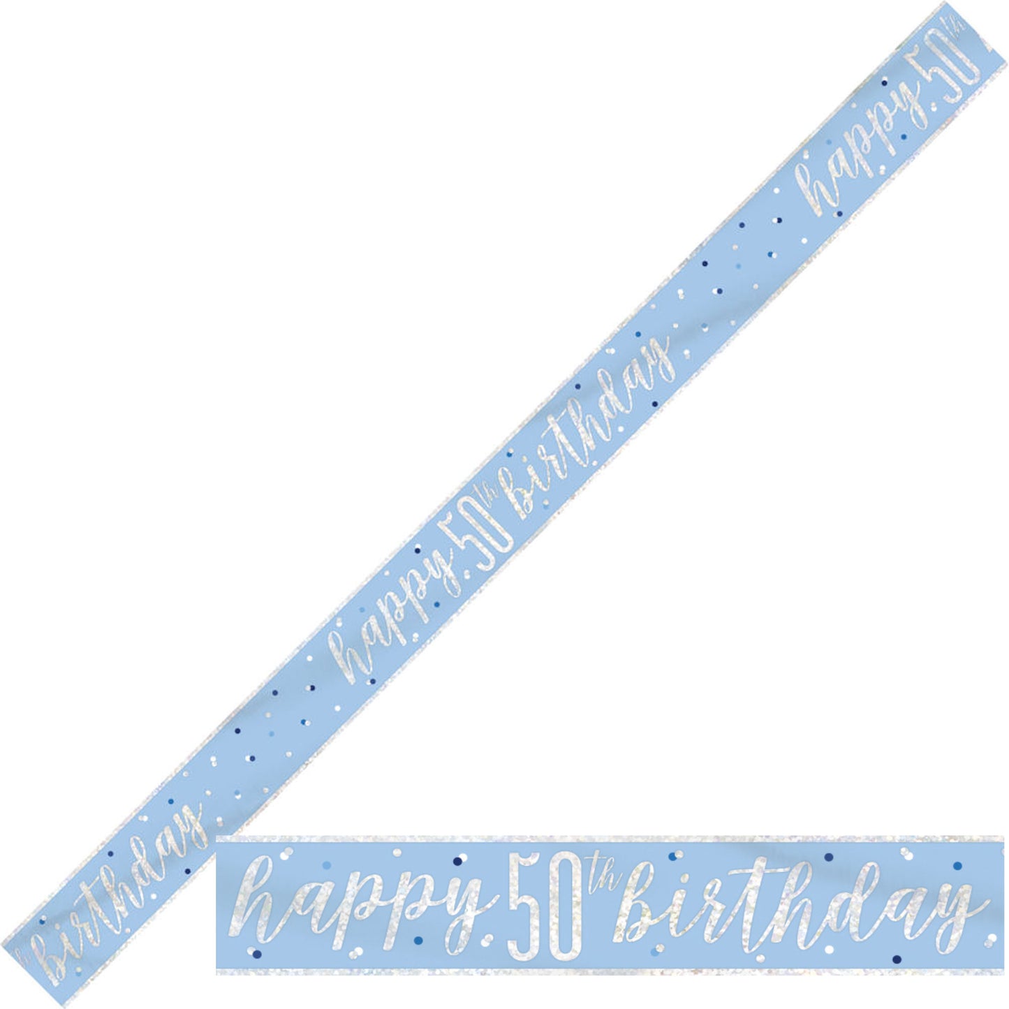 Bling Birthday Banner For A 50th Birthday In Blue & Silver