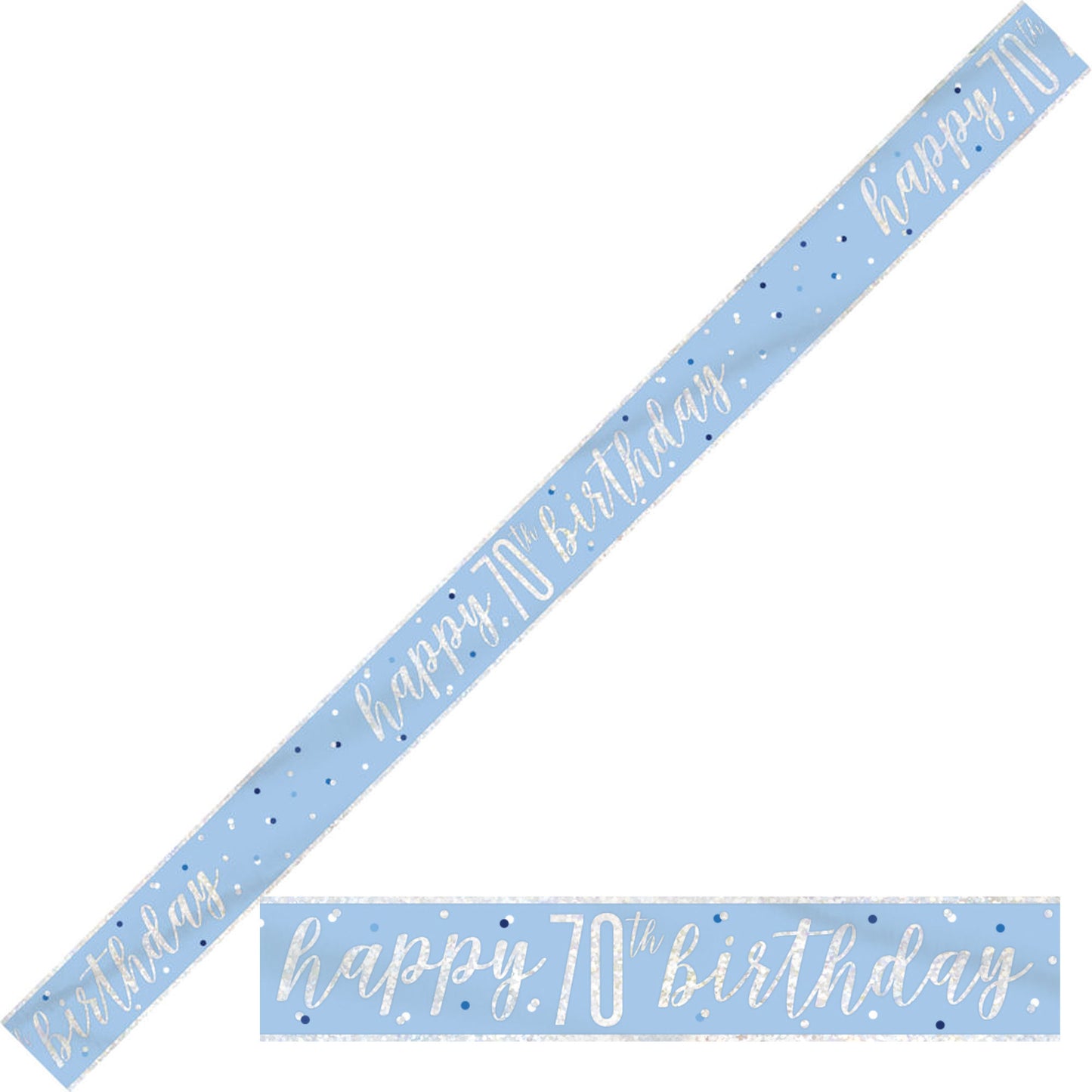 Bling Birthday Banner For A 70th Birthday In Blue & Silver