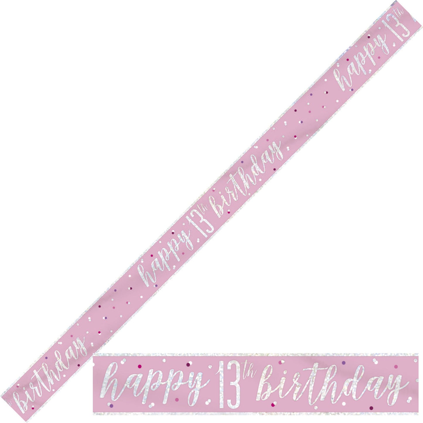 Bling Birthday Banner For A 13th Birthday In Pink & Silver