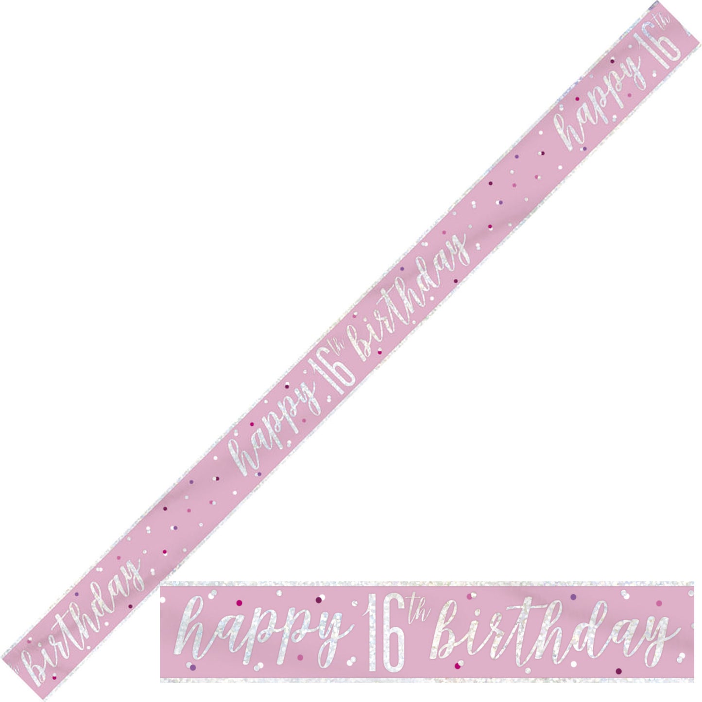 Bling Birthday Banner For A 16th Birthday In Pink & Silver