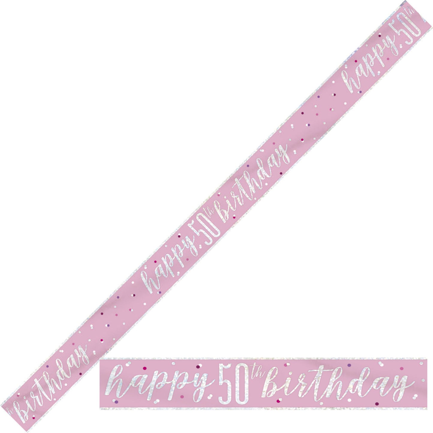 Bling Birthday Banner For A 50th Birthday In Pink & Silver